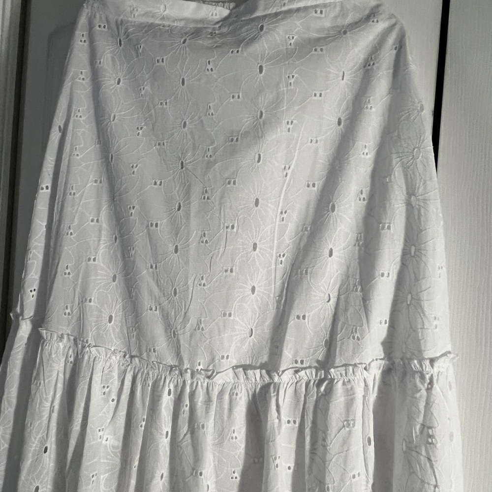 Calypso St. Barth White Eyelet Full A-Line Skirt - Picture 9 of 16
